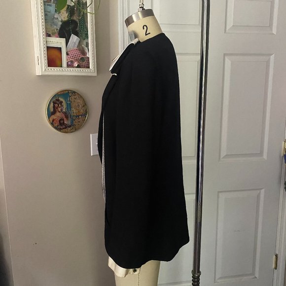 VINTAGE Gucci BLACK Wool Satin Silk Lined Draped Wrap Blazer Jacket 42 MEDIUM - Picture 4 of 11